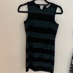 LOFT Striped Sleeveless Mini Dress - Black and Dark Green